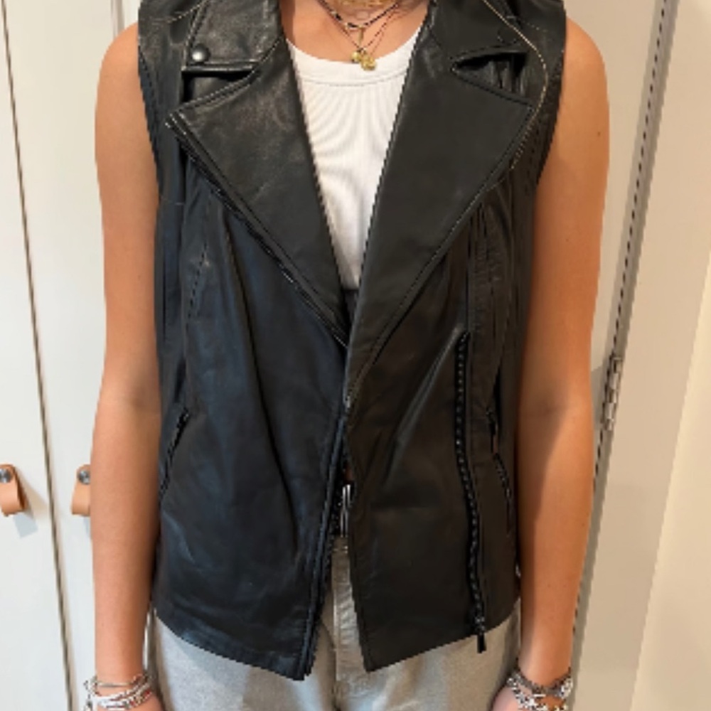 Classiques Entier Lamb skin leather moto vest